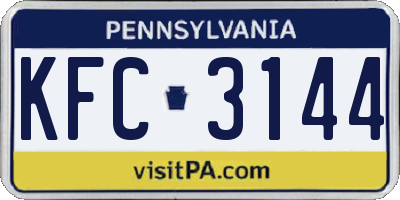 PA license plate KFC3144