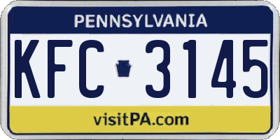 PA license plate KFC3145