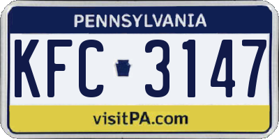 PA license plate KFC3147