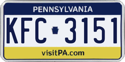 PA license plate KFC3151