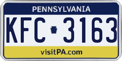 PA license plate KFC3163