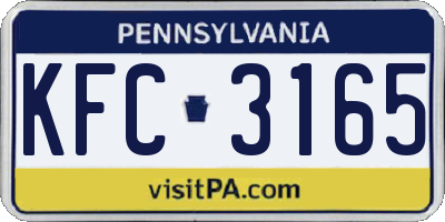PA license plate KFC3165