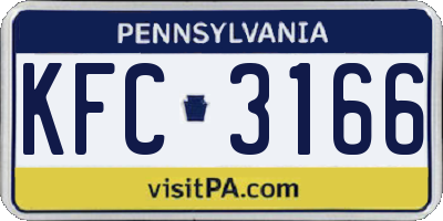 PA license plate KFC3166