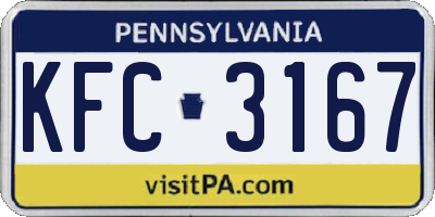 PA license plate KFC3167