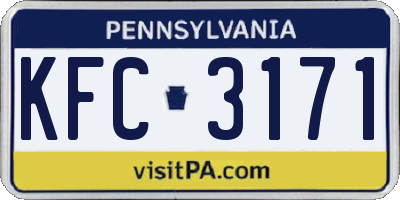 PA license plate KFC3171