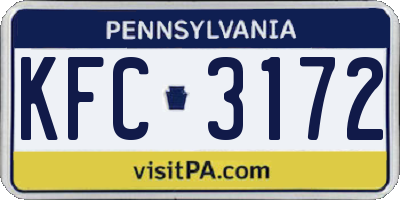 PA license plate KFC3172