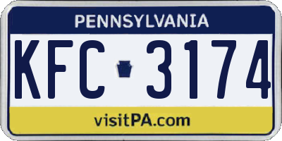 PA license plate KFC3174