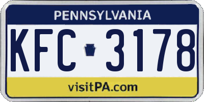 PA license plate KFC3178