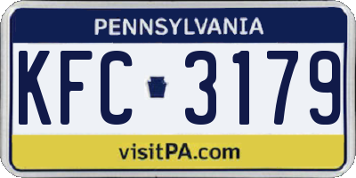 PA license plate KFC3179