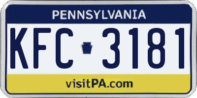 PA license plate KFC3181
