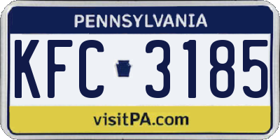 PA license plate KFC3185