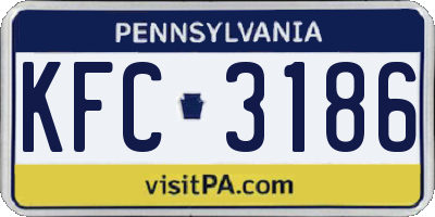 PA license plate KFC3186
