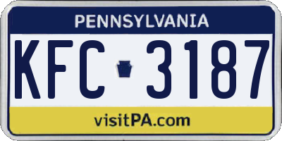 PA license plate KFC3187