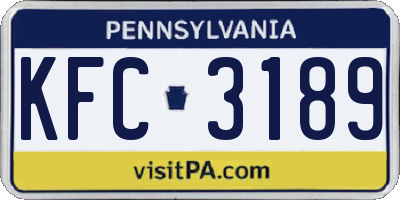 PA license plate KFC3189