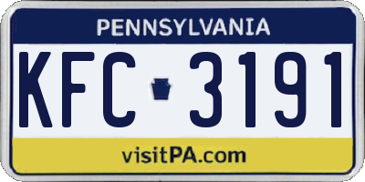PA license plate KFC3191