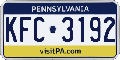PA license plate KFC3192