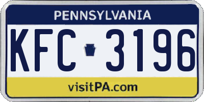 PA license plate KFC3196