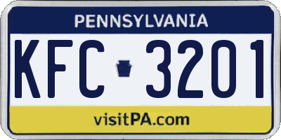 PA license plate KFC3201