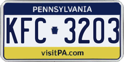 PA license plate KFC3203