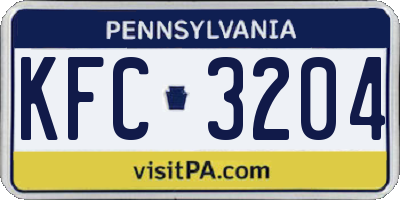 PA license plate KFC3204