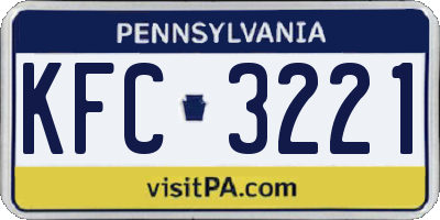 PA license plate KFC3221