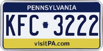 PA license plate KFC3222