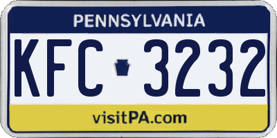 PA license plate KFC3232