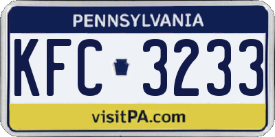 PA license plate KFC3233