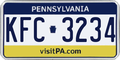 PA license plate KFC3234