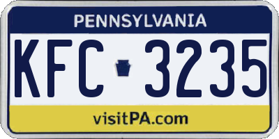 PA license plate KFC3235