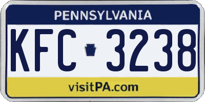 PA license plate KFC3238