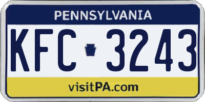 PA license plate KFC3243