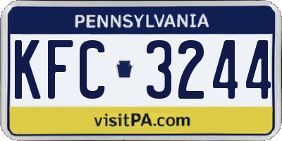 PA license plate KFC3244
