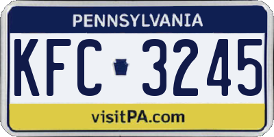 PA license plate KFC3245