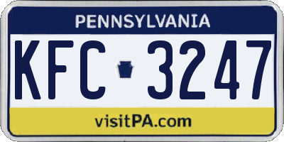 PA license plate KFC3247
