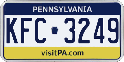 PA license plate KFC3249