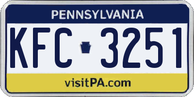 PA license plate KFC3251