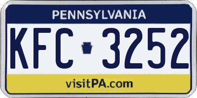 PA license plate KFC3252
