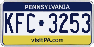 PA license plate KFC3253