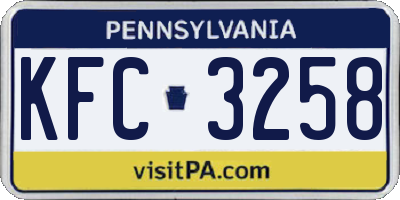 PA license plate KFC3258