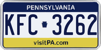 PA license plate KFC3262