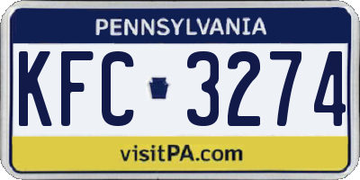 PA license plate KFC3274