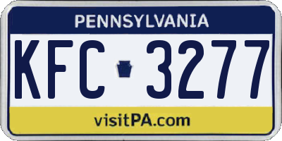 PA license plate KFC3277