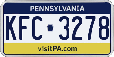 PA license plate KFC3278
