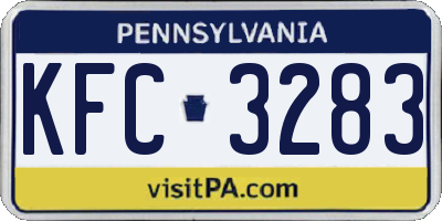 PA license plate KFC3283