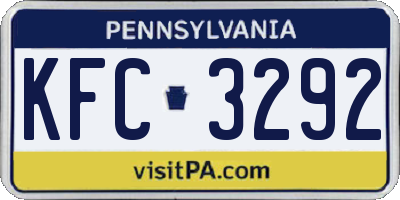 PA license plate KFC3292