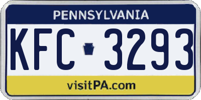 PA license plate KFC3293