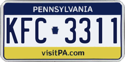 PA license plate KFC3311