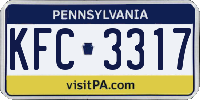 PA license plate KFC3317