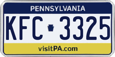 PA license plate KFC3325